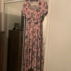 Blush / Dusty Pink Floral Maxi Dress